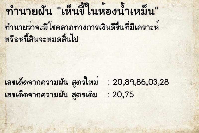 ทำนายฝันทำนายฝันเห็นขี้ในห้องน้ำเหม็น