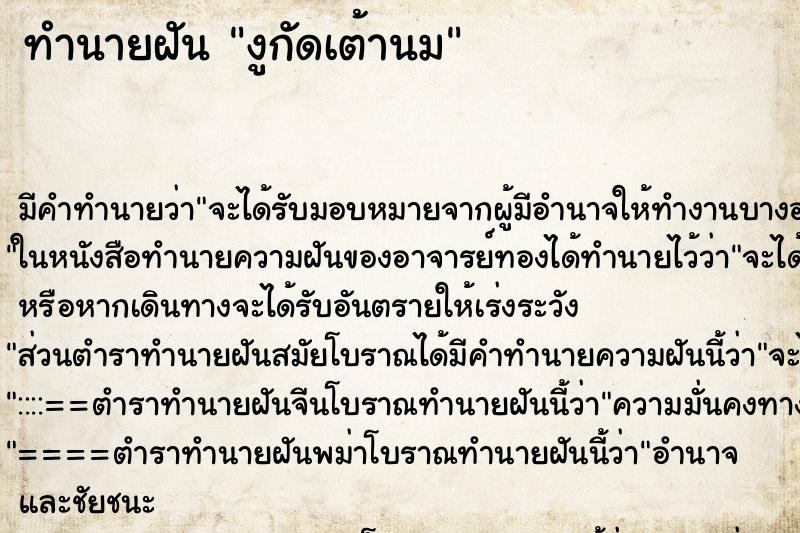 ทำนายฝัน งูกัดเต้านม ทำนายฝัน งูกัดเต้านม