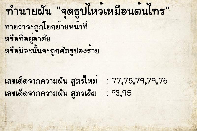 ทำนายฝัน จุดธูปไหว้เหมือนต้นไทร ทำนายฝัน จุดธูปไหว้เหมือนต้นไทร