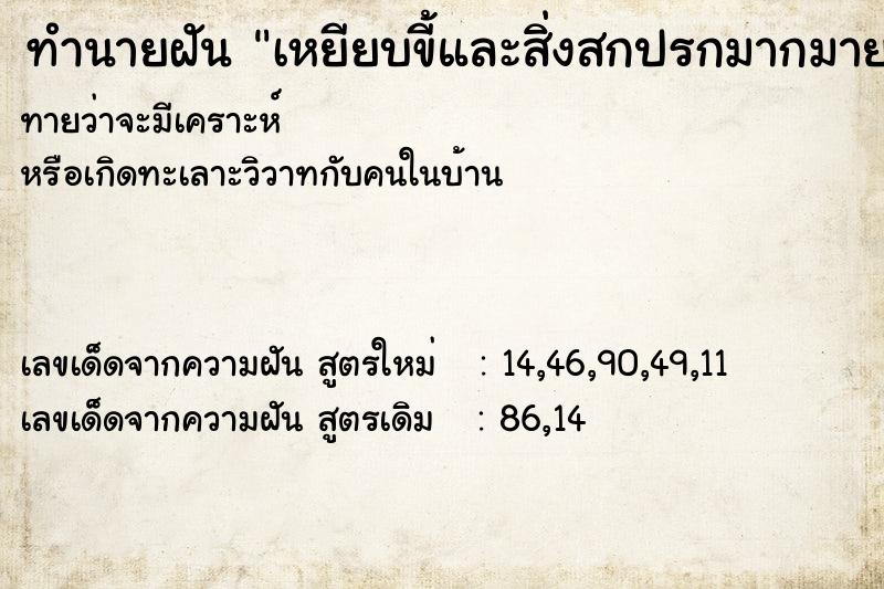 ทำนายฝันทำนายฝันเหยียบขี้และสิ่งสกปรกมากมาย