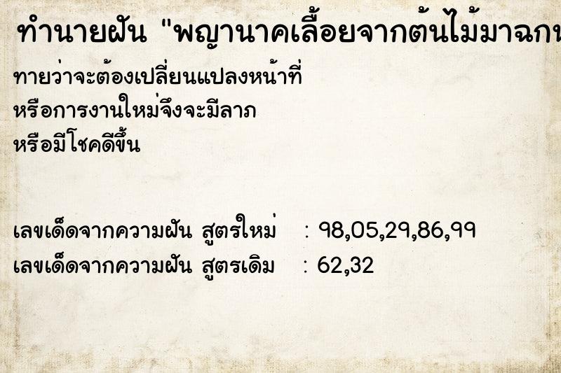 ทำนายฝันพญานาคเลื้อยจากต้นไม้มาฉกหัว ทำนายฝันทำนายฝันพญานาคเลื้อยจากต้นไม้มาฉกหัว