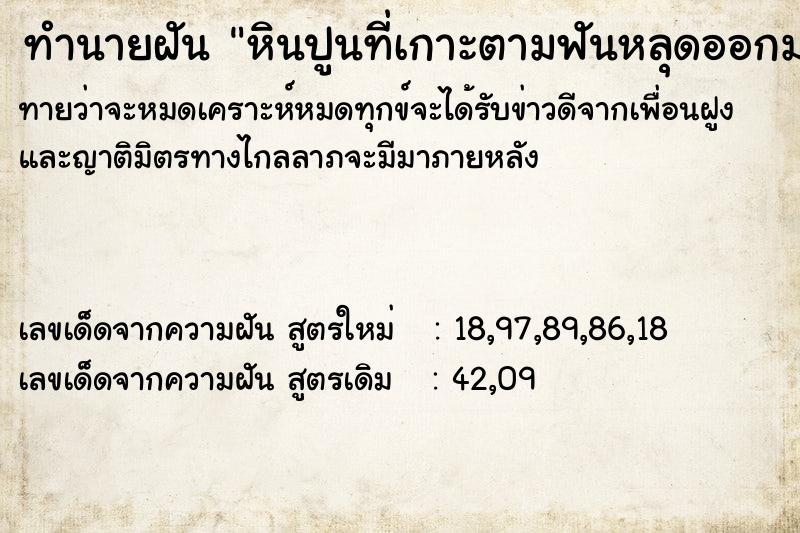 ทำนายฝันทำนายฝันหินปูนที่เกาะตามฟันหลุดออกมา