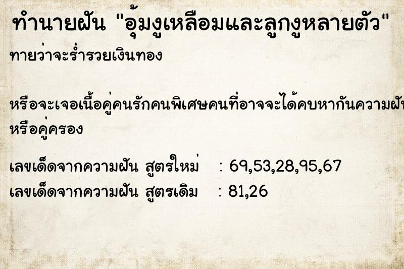 ทำนายฝันทำนายฝันอุ้มงูเหลือมและลูกงูหลายตัว