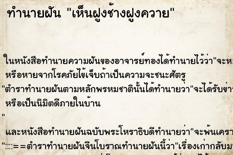 ทำนายฝัน เห็นฝูงช้างฝูงควาย ตำราโบราณ แม่นที่สุดในโลก