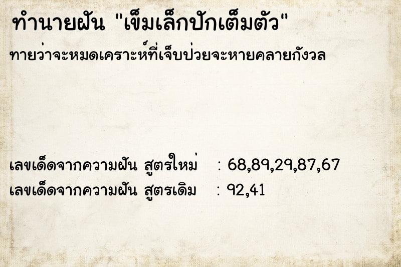 ทำนายฝันทำนายฝันเข็มเล็กปักเต็มตัว