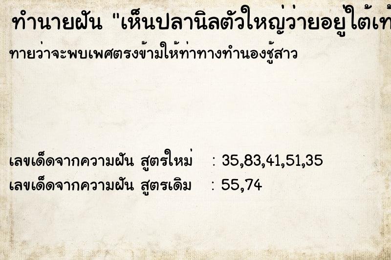 ทำนายฝันเห็นปลานิลตัวใหญ่ว่ายอยู่ใต้เท้า ทำนายฝันทำนายฝันเห็นปลานิลตัวใหญ่ว่ายอยู่ใต้เท้า