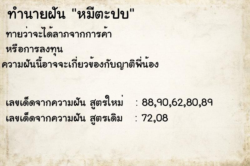 ทำนายฝันทำนายฝันหมีตะปบ