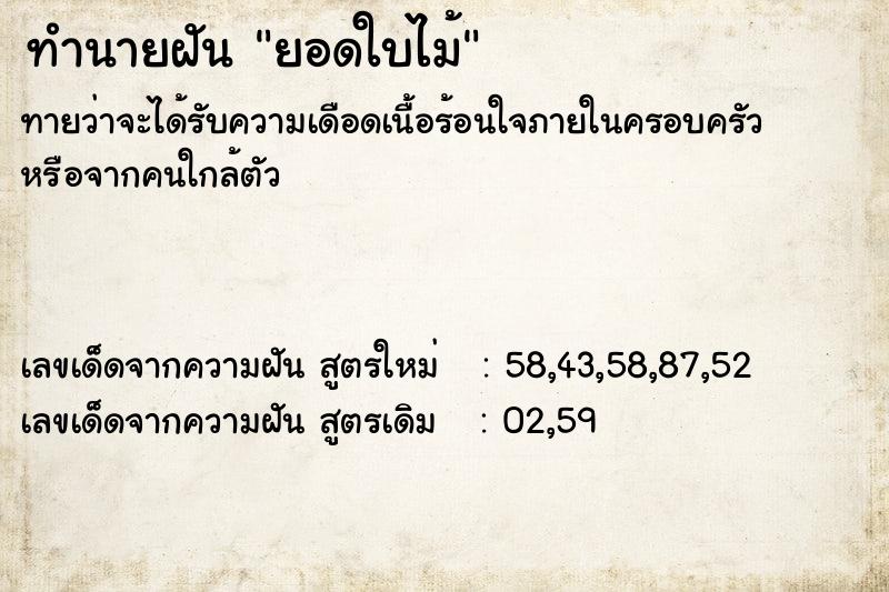ทำนายฝันทำนายฝันยอดใบไม้