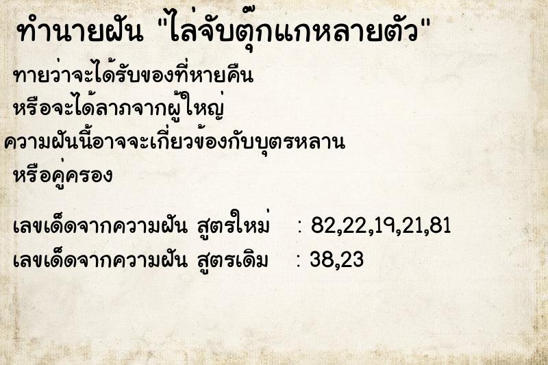 ทำนายฝันไล่จับตุ๊กแกหลายตัว ทำนายฝันทำนายฝันไล่จับตุ๊กแกหลายตัว