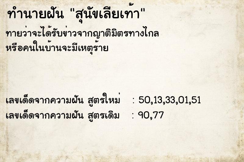 ทำนายฝันสุนัขเลียเท้า ทำนายฝันทำนายฝันสุนัขเลียเท้า