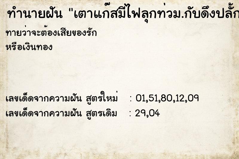ทำนายฝันทำนายฝันเตาแก๊สมีไฟลุกท่วม.กับดึงปลั้กออก.
