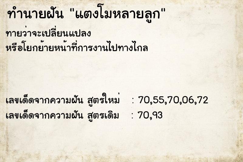 ทำนายฝันทำนายฝันแตงโมหลายลูก