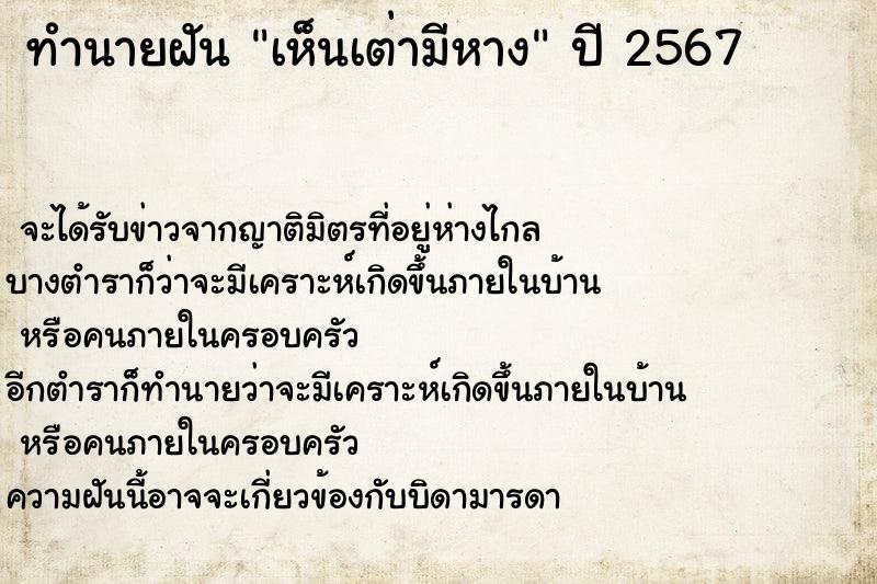 ทำนายฝันทำนายฝันเห็นเต่ามีหาง