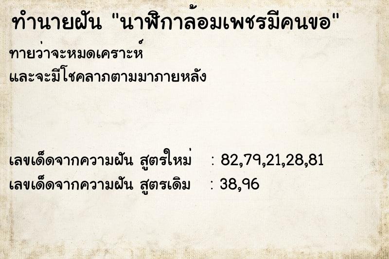 ทำนายฝันทำนายฝันนาฬิกาล้อมเพชรมีคนขอ