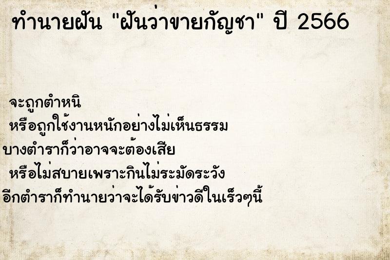 ทำนายฝันฝันว่าขายกัญชา ทำนายฝันทำนายฝันฝันว่าขายกัญชา