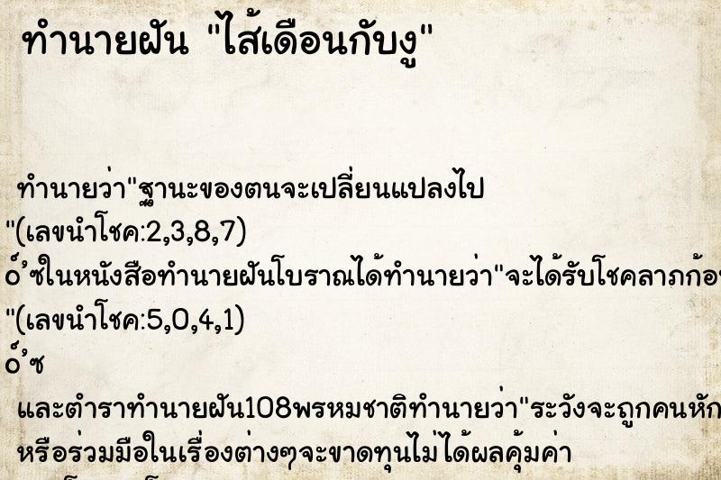 ทำนายฝัน ไส้เดือนกับงู