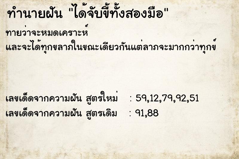 ทำนายฝันทำนายฝันได้จับขี้ทั้งสองมือ