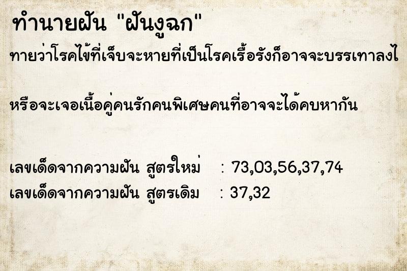 ทำนายฝันฝันงูฉก ทำนายฝันทำนายฝันฝันงูฉก