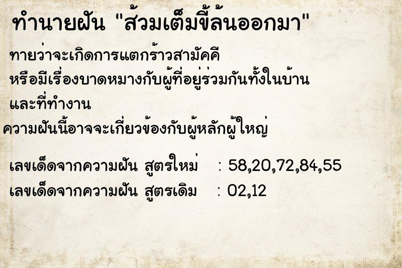 ทำนายฝัน ส้วมเต็มขี้ล้นออกมา