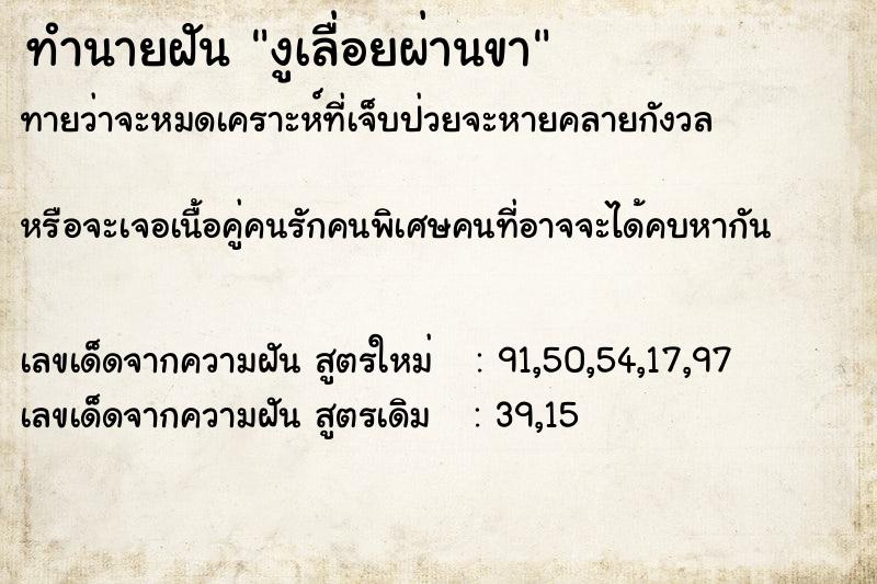 ทำนายฝันงูเลื่อยผ่านขา ทำนายฝันทำนายฝันงูเลื่อยผ่านขา