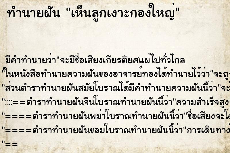 ทำนายฝันทำนายฝันเห็นลูกเงาะกองใหญ่