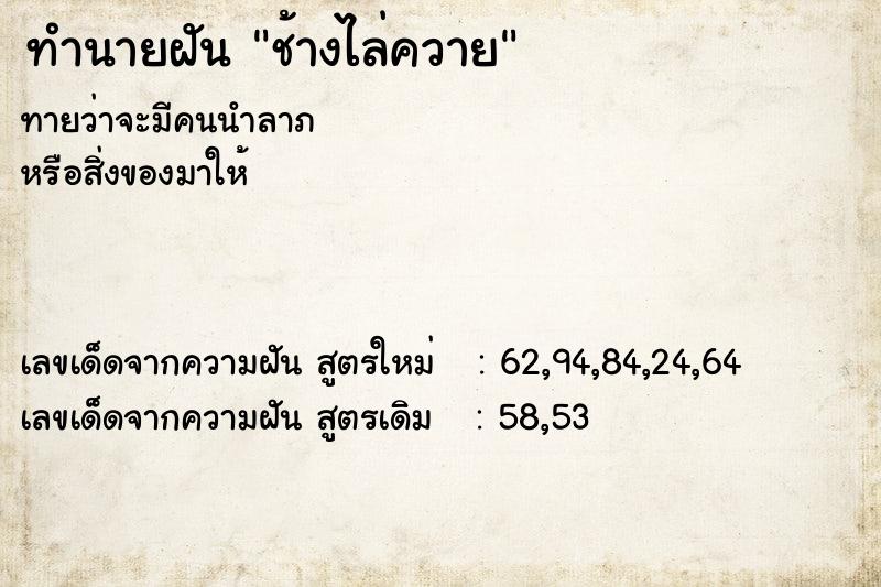 ทำนายฝัน ช้างไล่ควาย