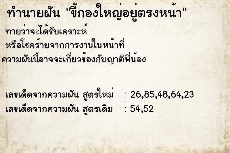 ทำนายฝันขี้กองใหญ่อยู่ตรงหน้า ทำนายฝันทำนายฝันขี้กองใหญ่อยู่ตรงหน้า