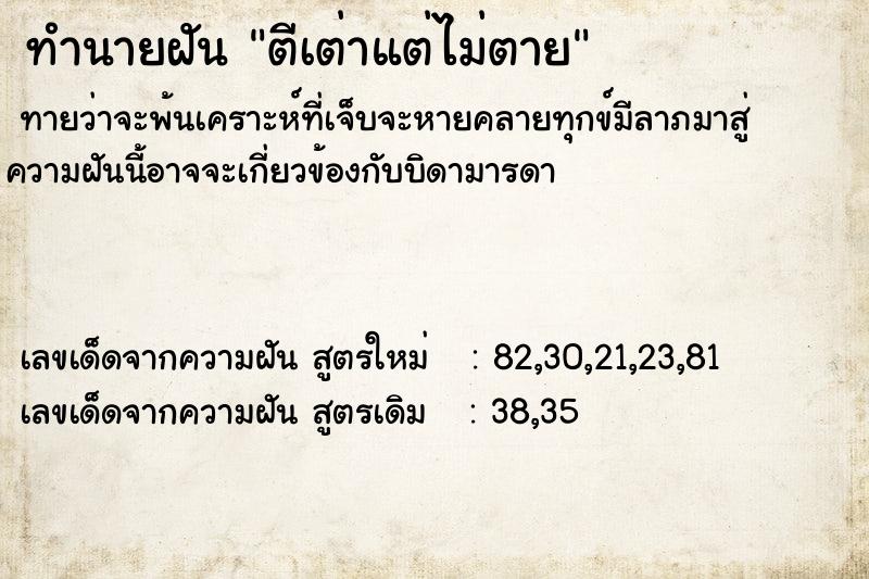 ทำนายฝัน ตีเต่าแต่ไม่ตาย ทำนายฝัน ตีเต่าแต่ไม่ตาย
