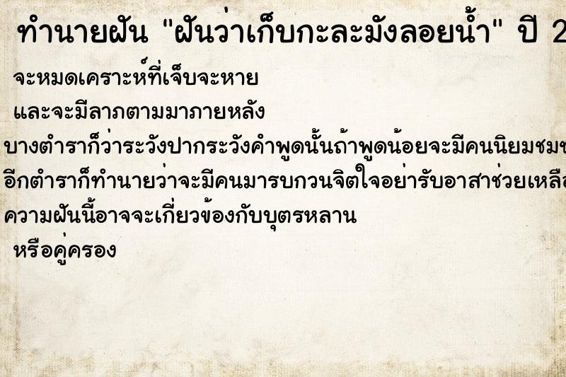 ทำนายฝันฝันว่าเก็บกะละมังลอยน้ำ ทำนายฝันทำนายฝันฝันว่าเก็บกะละมังลอยน้ำ