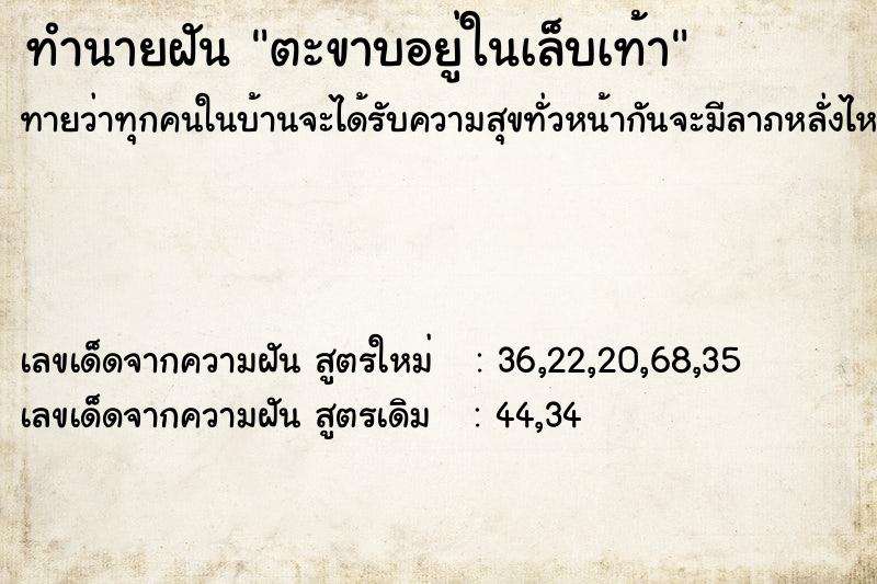 ทำนายฝันทำนายฝันตะขาบอยู่ในเล็บเท้า