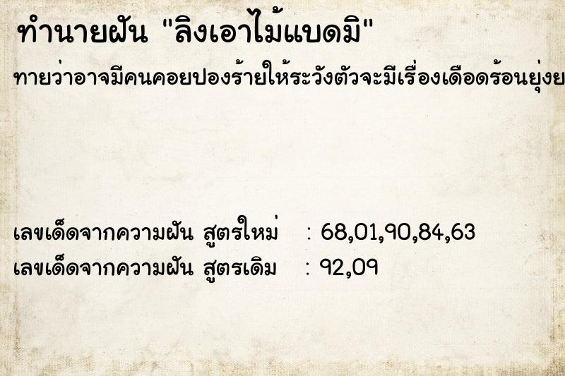 ทำนายฝันทำนายฝันลิงเอาไม้แบดมิ