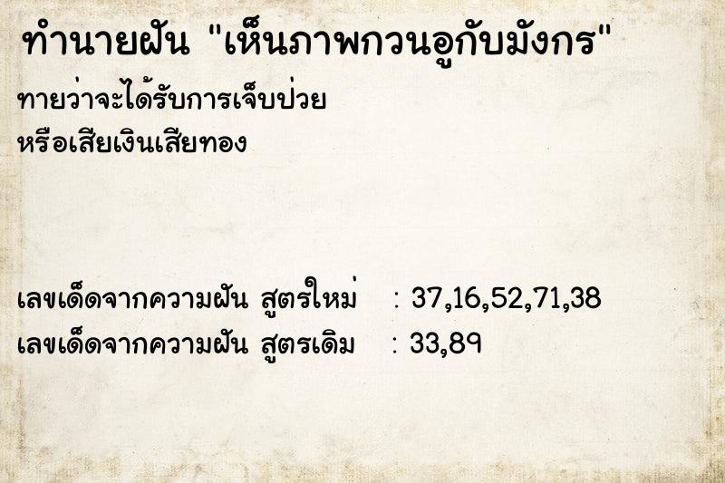 ทำนายฝันทำนายฝันเห็นภาพกวนอูกับมังกร