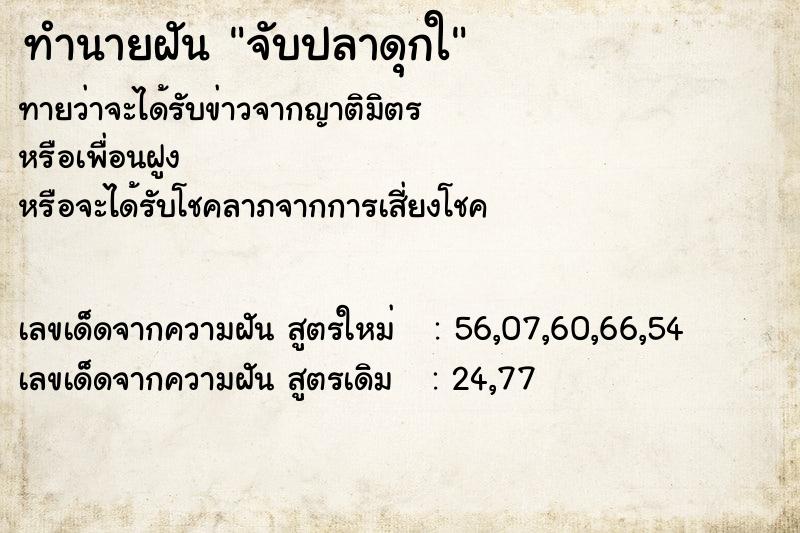 ทำนายฝัน จับปลาดุกใ