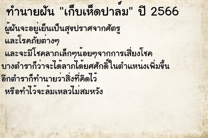 ทำนายฝันทำนายฝันเก็บเห็ดปาล์ม