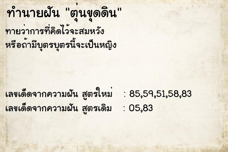 ทำนายฝันทำนายฝันตุ่นขุดดิน