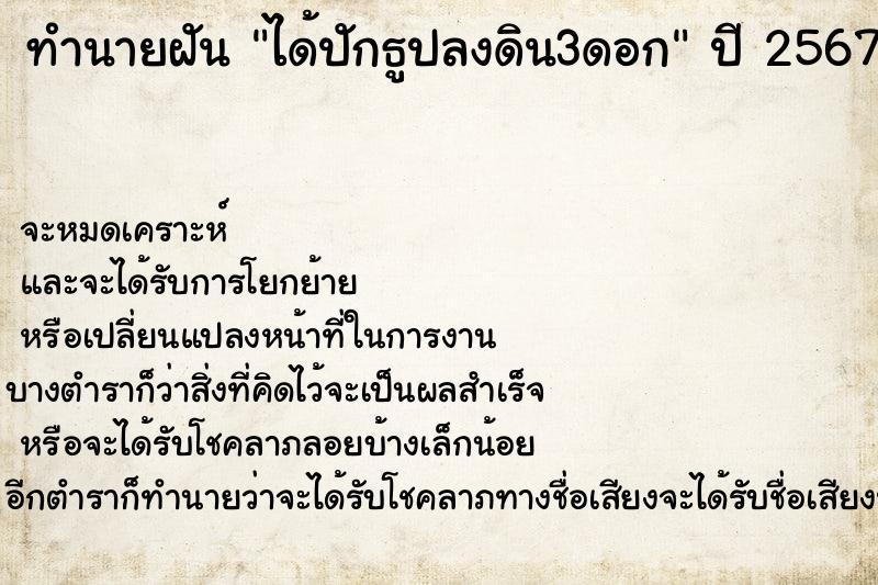 ทำนายฝัน ได้ปักธูปลงดิน3ดอก ทำนายฝัน ได้ปักธูปลงดิน3ดอก