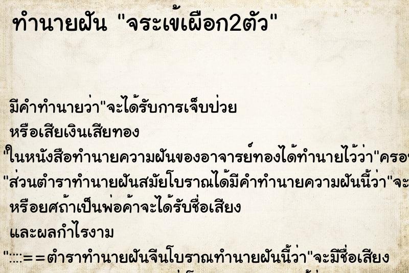 ทำนายฝันทำนายฝันจระเข้เผือก2ตัว