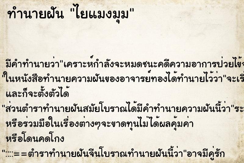 ทำนายฝัน ไยแมงมุม