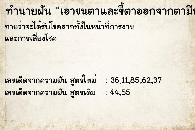 ทำนายฝันเอาขนตาและขี้ตาออกจากตามีหลายเส้น ทำนายฝันทำนายฝันเอาขนตาและขี้ตาออกจากตามีหลายเส้น