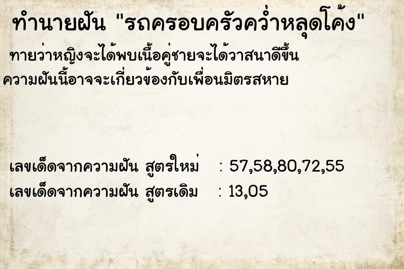 ทำนายฝัน รถครอบครัวคว่ำหลุดโค้ง ทำนายฝัน รถครอบครัวคว่ำหลุดโค้ง