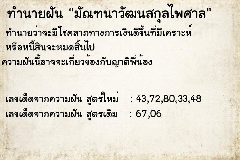ทำนายฝันมัณฑนาวัฒนสกุลไพศาล ทำนายฝันทำนายฝันมัณฑนาวัฒนสกุลไพศาล