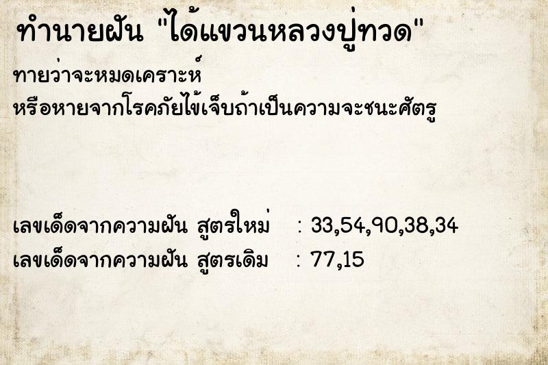 ทำนายฝันทำนายฝันได้แขวนหลวงปู่ทวด