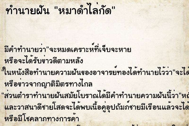 ทำนายฝัน หมาดำไล่กัด ทำนายฝัน หมาดำไล่กัด