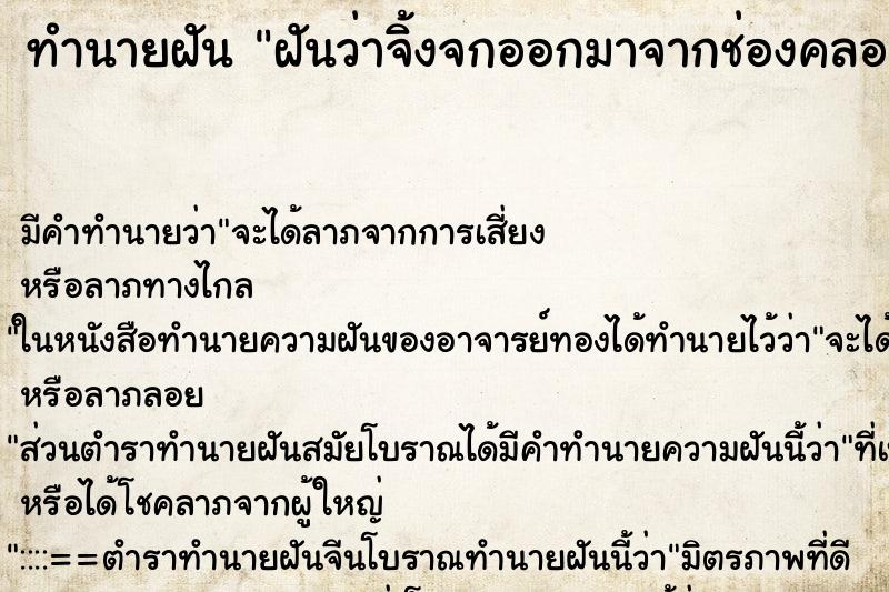 ทำนายฝันทำนายฝันฝันว่าจิ้งจกออกมาจากช่องคลอด