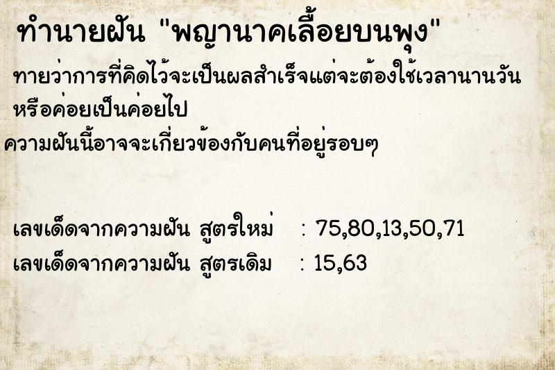 ทำนายฝันทำนายฝันพญานาคเลื้อยบนพุง