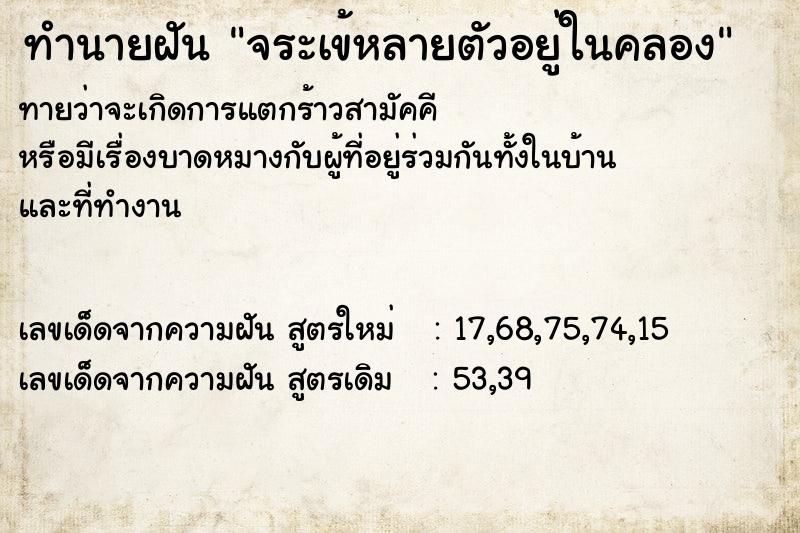 ทำนายฝันจระเข้หลายตัวอยู่ในคลอง ทำนายฝันทำนายฝันจระเข้หลายตัวอยู่ในคลอง