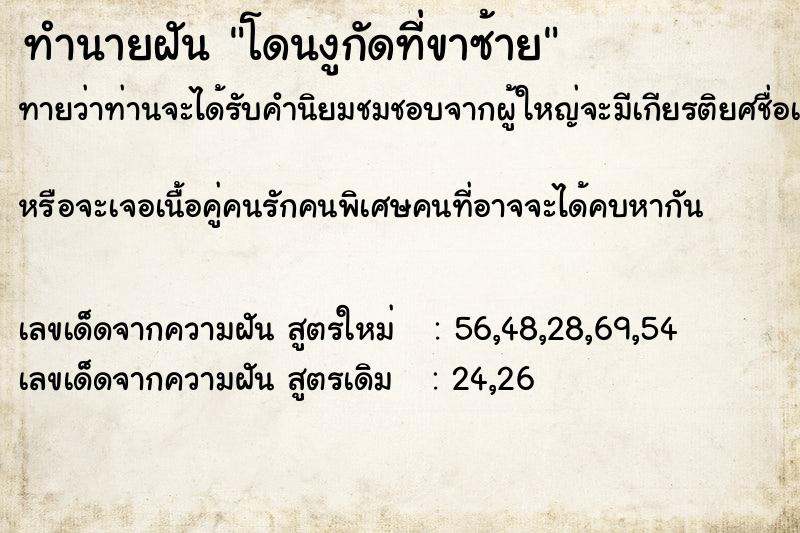 ทำนายฝันทำนายฝันโดนงูกัดที่ขาซ้าย