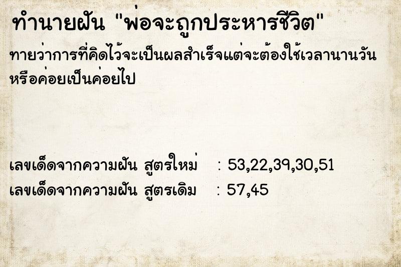 ทำนายฝันทำนายฝันพ่อจะถูกประหารชีวิต