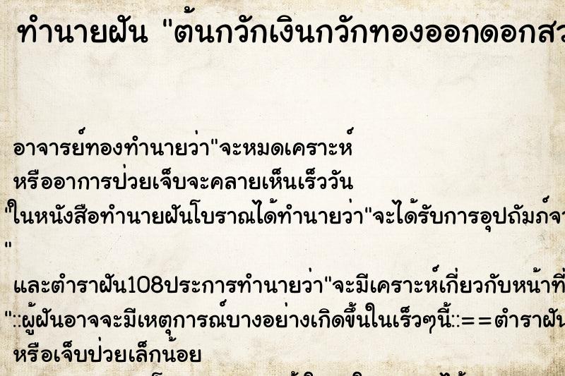 ทำนายฝันต้นกวักเงินกวักทองออกดอกสวย ทำนายฝันทำนายฝันต้นกวักเงินกวักทองออกดอกสวย