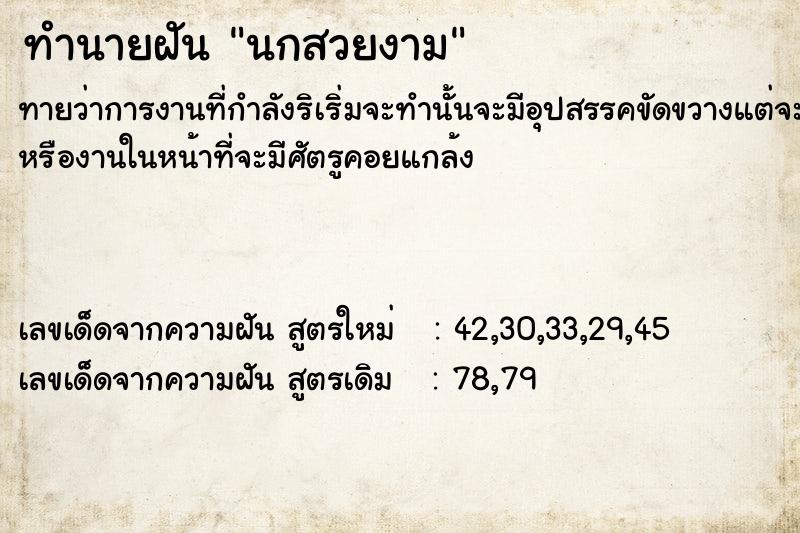 ทำนายฝัน นกสวยงาม ตำราโบราณ แม่นที่สุดในโลก